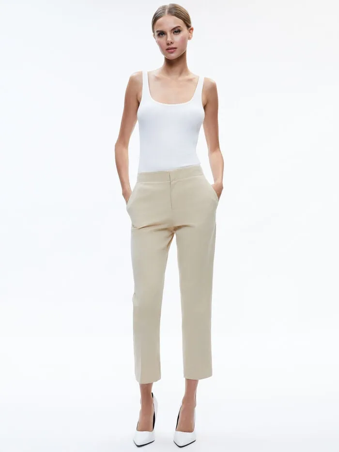 Alice Olivia PANTS WOMEN NICKY CHINO WAISTBAND SLIM ANKLE PANT Latte