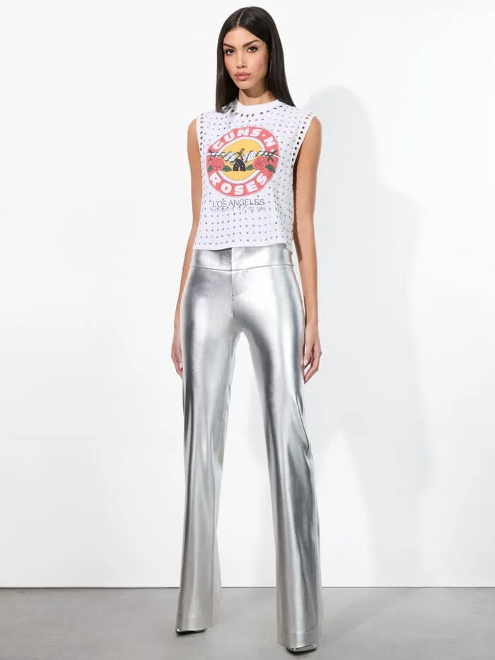 Alice Olivia PANTS WOMEN OLIVIA VEGAN PANT Silver