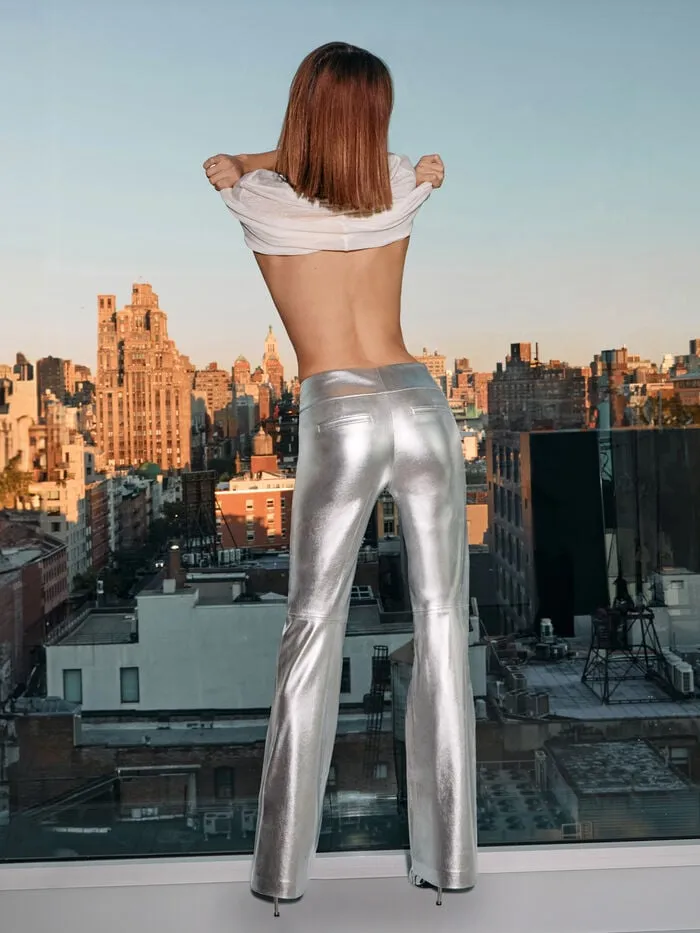 Alice Olivia PANTS WOMEN OLIVIA VEGAN PANT Silver