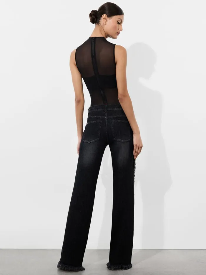 Alice Olivia PANTS WOMEN ROXIE EMBELLISHED JEAN Georgia Vintage Black