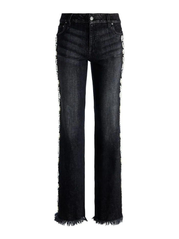 Alice Olivia PANTS WOMEN ROXIE EMBELLISHED JEAN Georgia Vintage Black