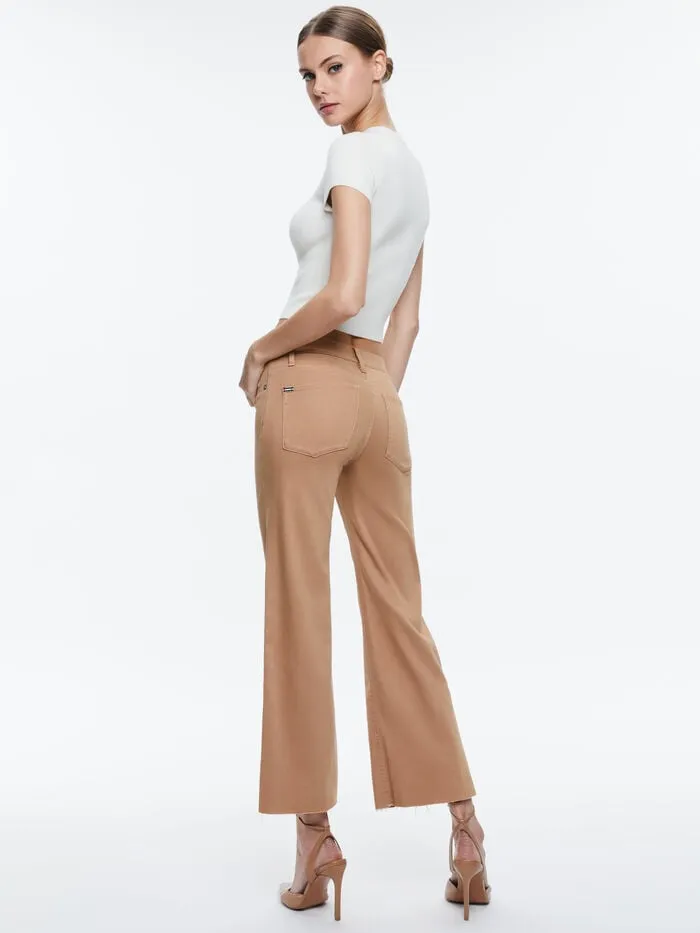 Alice Olivia PANTS WOMEN ROXIE LOW RISE STRAIGHT FLARE CROPPED JEAN Camel
