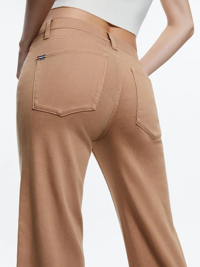 Alice Olivia PANTS WOMEN ROXIE LOW RISE STRAIGHT FLARE CROPPED JEAN Camel