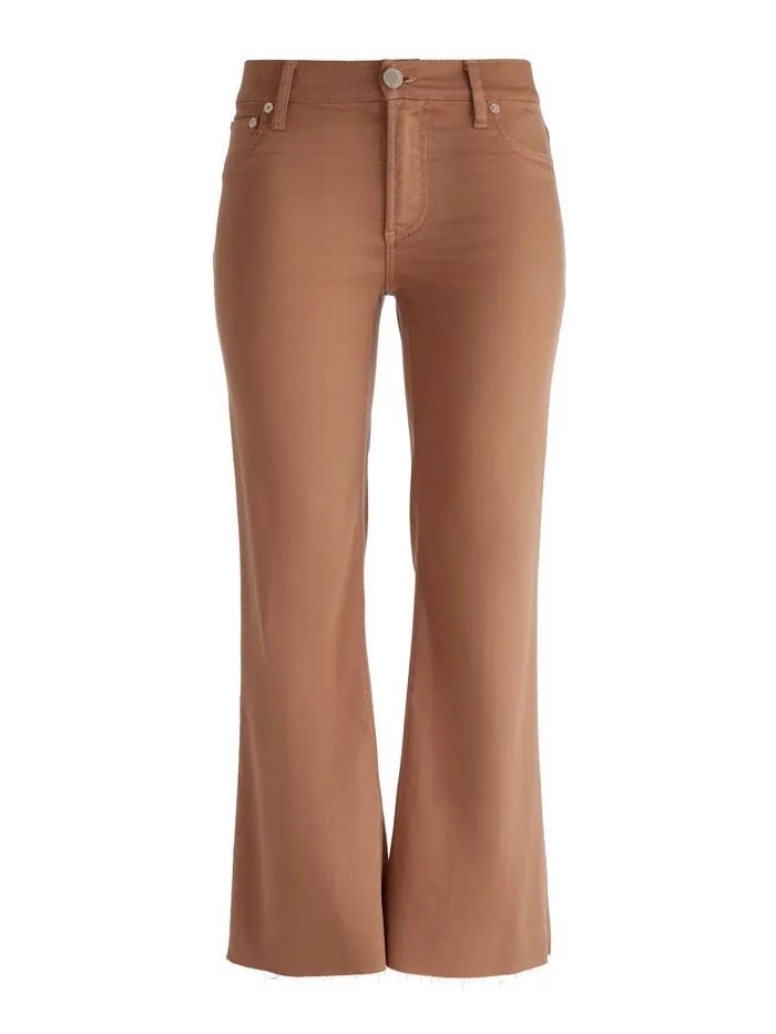 Alice Olivia PANTS WOMEN ROXIE LOW RISE STRAIGHT FLARE CROPPED JEAN Camel