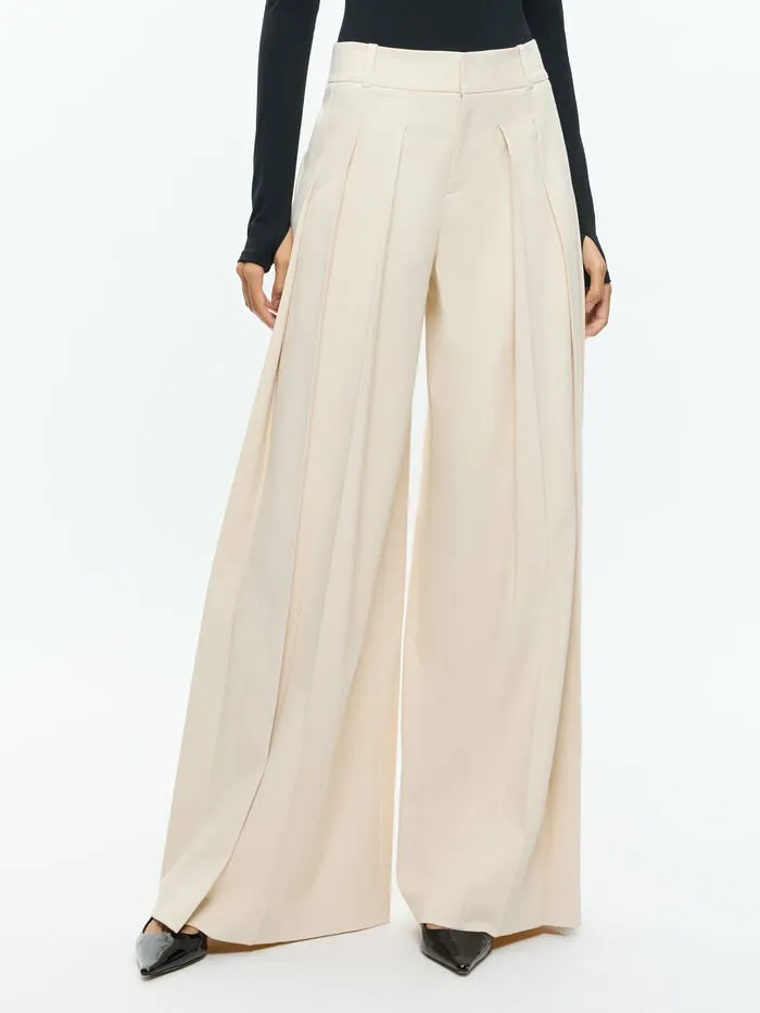 Alice Olivia PANTS WOMEN SIMON TROUSER Solid Oatmeal