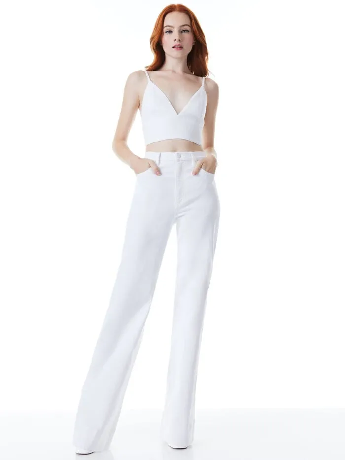 Alice Olivia PANTS WOMEN SOFIA HIGH RISE BOYFRIEND JEAN White