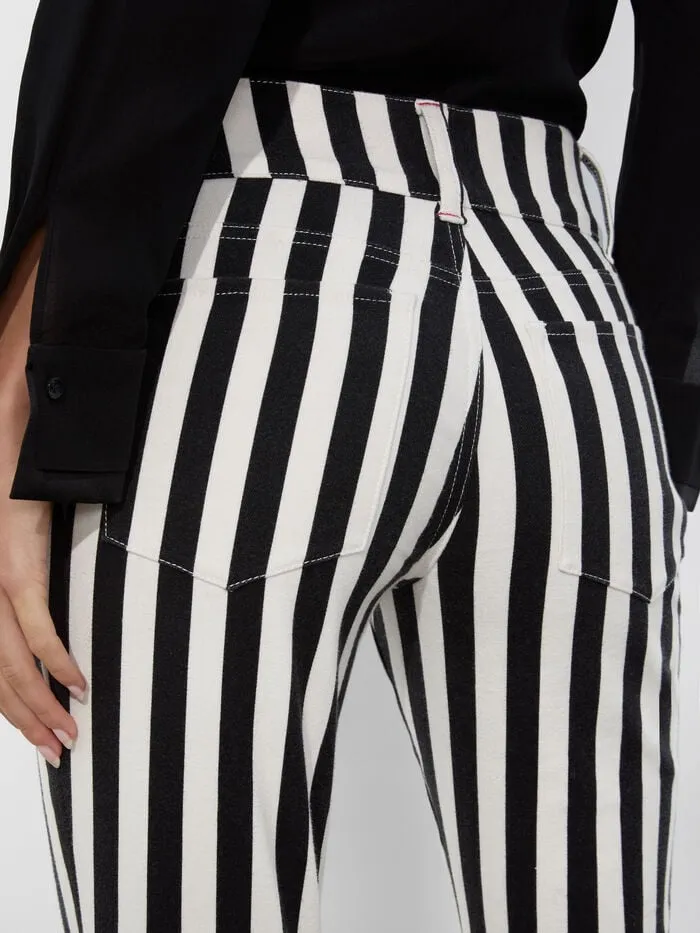 Alice Olivia PANTS WOMEN STACEY LOW RISE BELL JEAN Positano Stripe Black