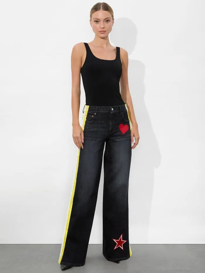 Alice Olivia PANTS WOMEN TRISH JEAN Maya Charcoal Black