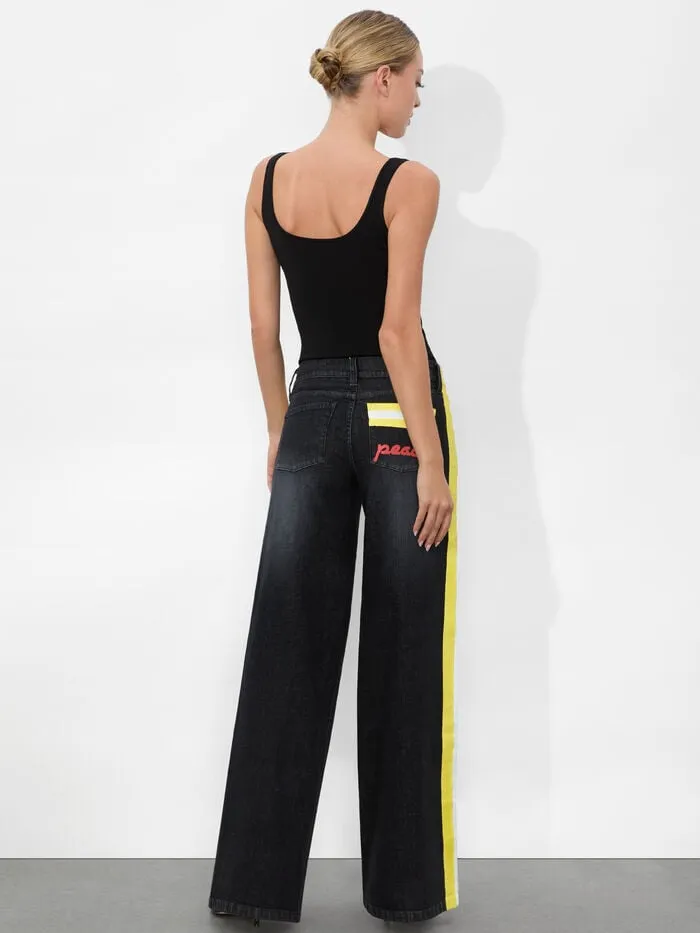 Alice Olivia PANTS WOMEN TRISH JEAN Maya Charcoal Black