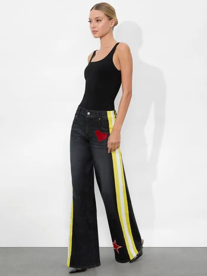 Alice Olivia PANTS WOMEN TRISH JEAN Maya Charcoal Black