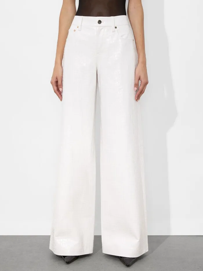 Alice Olivia PANTS WOMEN TRISH VEGAN CROC PANT Off White