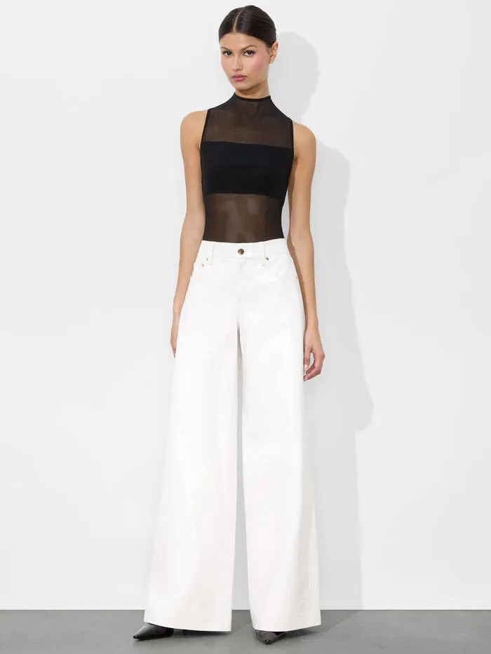 Alice Olivia PANTS WOMEN TRISH VEGAN CROC PANT Off White