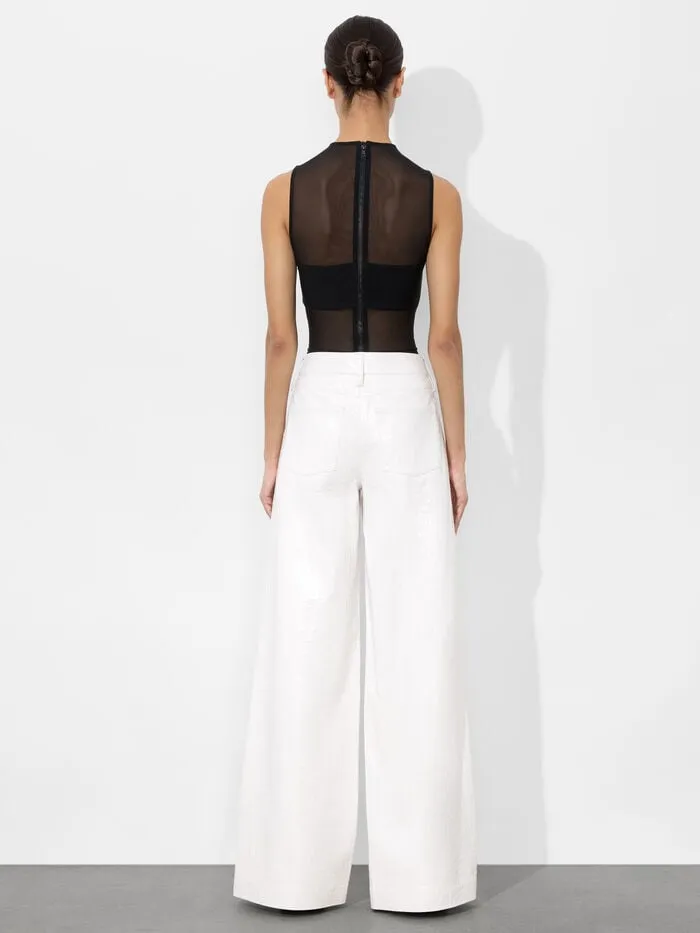 Alice Olivia PANTS WOMEN TRISH VEGAN CROC PANT Off White