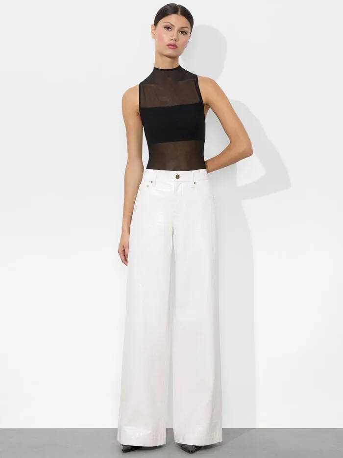 Alice Olivia PANTS WOMEN TRISH VEGAN CROC PANT Off White