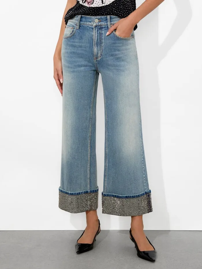 Alice Olivia PANTS WOMEN WEEZY EMBELLISHED JEAN Sierra Light Blue