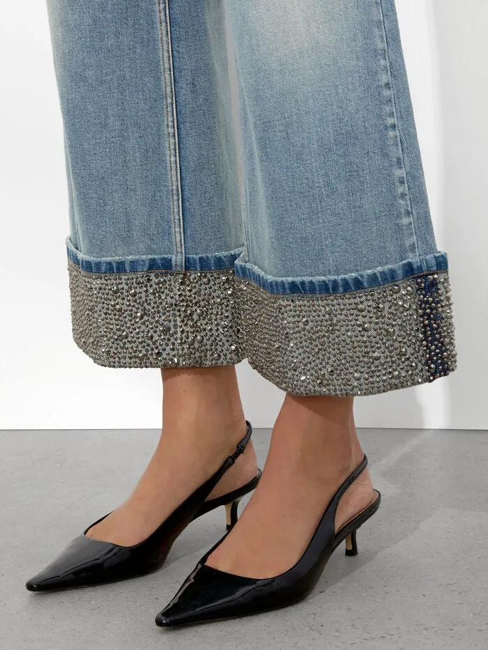 Alice Olivia PANTS WOMEN WEEZY EMBELLISHED JEAN Sierra Light Blue