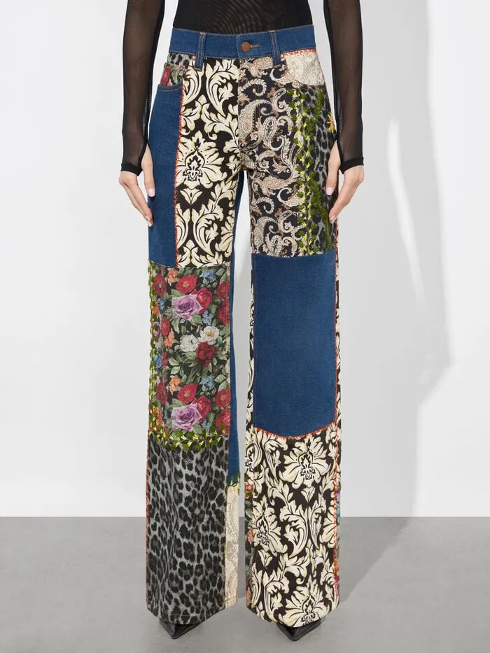 Alice Olivia PANTS WOMEN WEEZY MIXED MEDIA JEAN Lola Blueandmulti