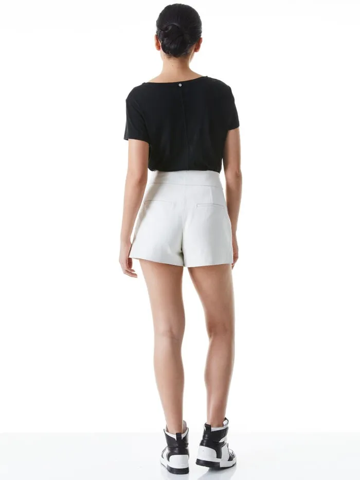 Alice Olivia SHORTS WOMEN CADY LEATHER SHORT White