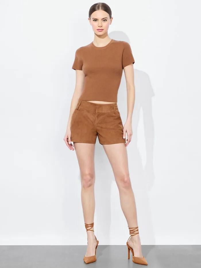 Alice Olivia SHORTS WOMEN CADY SUEDE SHORT Camel