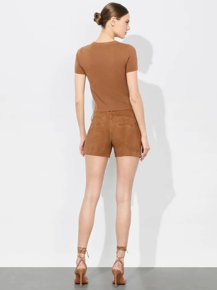 Alice Olivia SHORTS WOMEN CADY SUEDE SHORT Camel