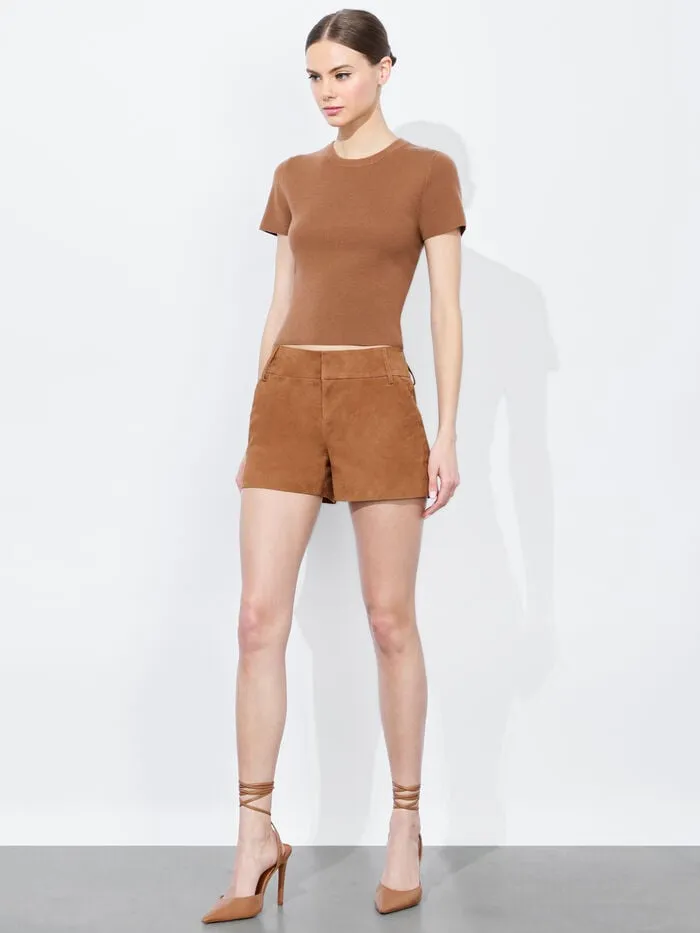 Alice Olivia SHORTS WOMEN CADY SUEDE SHORT Camel