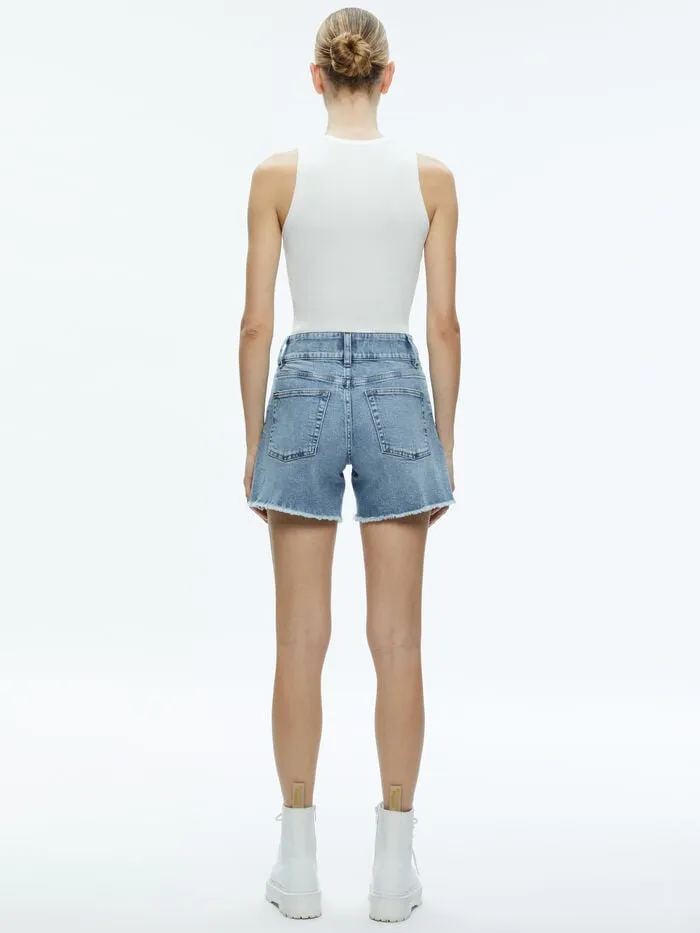 Alice Olivia SHORTS WOMEN HAN HIGH RISE WIDE WAISTBAND SHORT Rockstar Blue