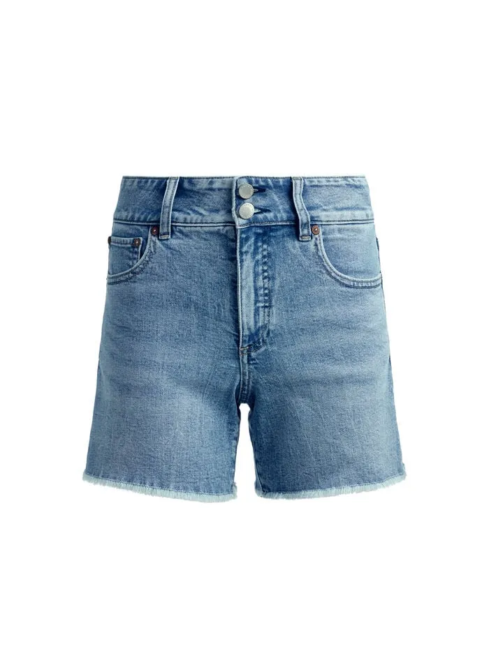 Alice Olivia SHORTS WOMEN HAN HIGH RISE WIDE WAISTBAND SHORT Rockstar Blue