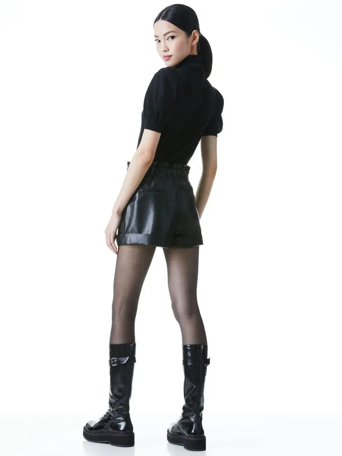 Alice Olivia SHORTS WOMEN REAGAN VEGAN SHORT Black