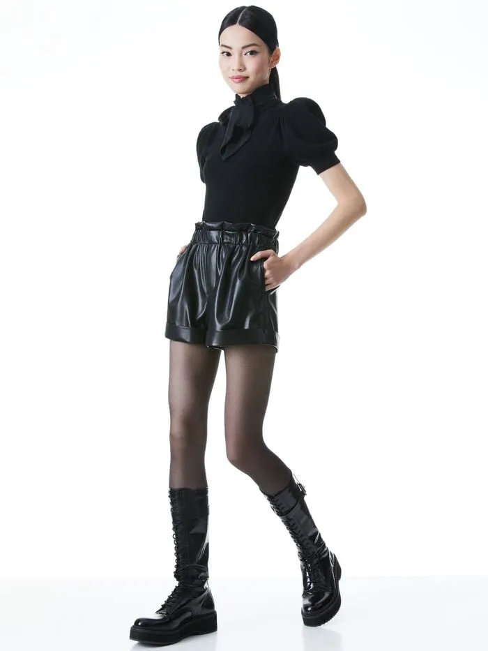 Alice Olivia SHORTS WOMEN REAGAN VEGAN SHORT Black