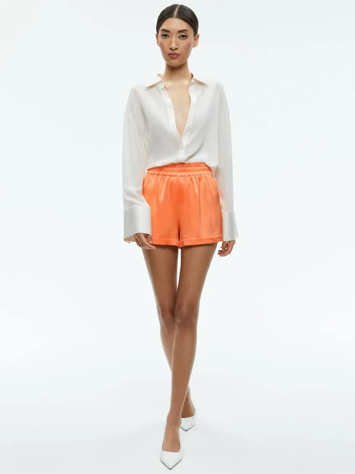 Alice Olivia SHORTS WOMEN RICHIE CUFFED LOW RISE BOXER SHORT Coral