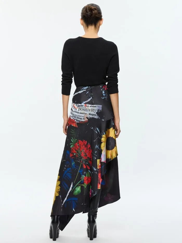 Alice Olivia SKIRTS WOMEN AYLA MIDI SLIP SKIRT Azalea Floral