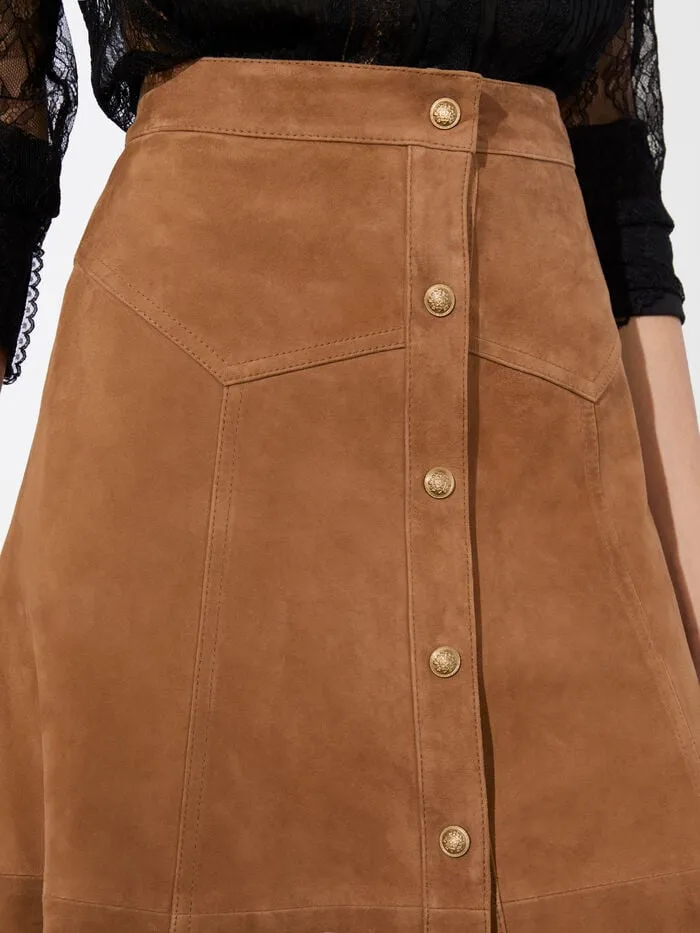 Alice Olivia SKIRTS WOMEN CALICA SUEDE MIDI SKIRT Camel