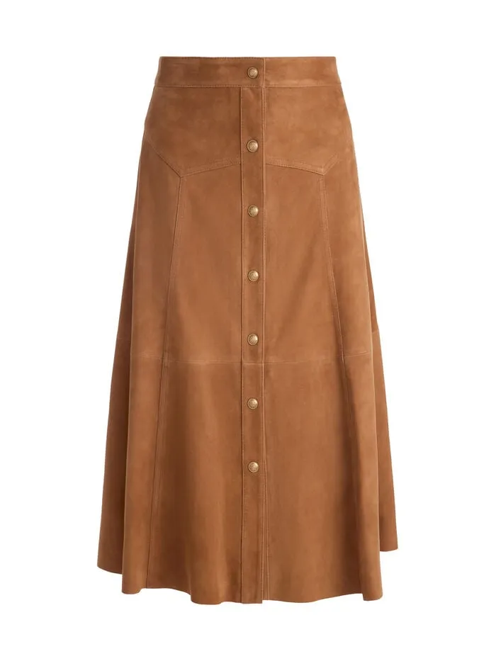 Alice Olivia SKIRTS WOMEN CALICA SUEDE MIDI SKIRT Camel