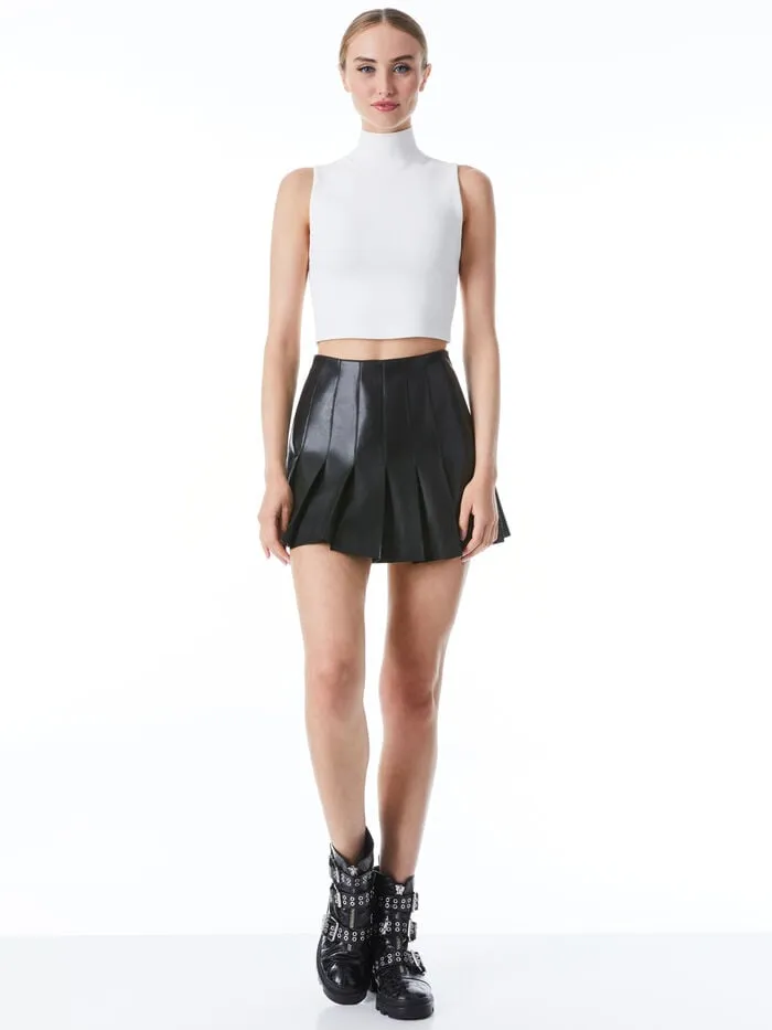 Alice Olivia SKIRTS WOMEN CARTER VEGAN MINI SKIRT Black