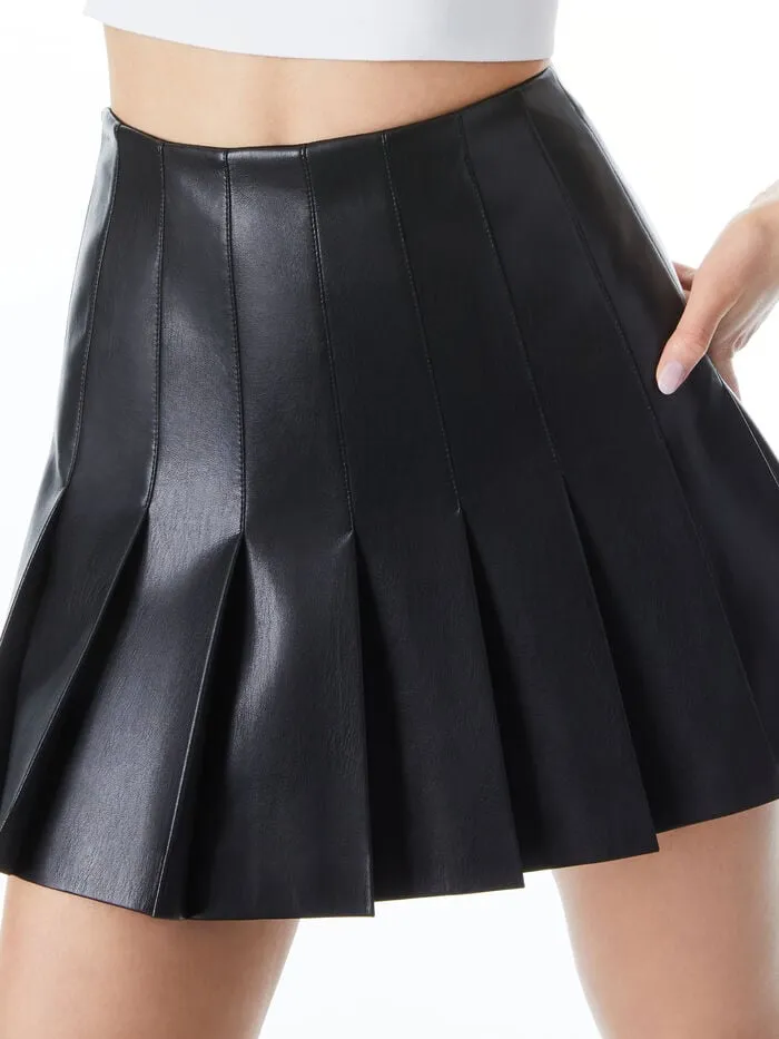 Alice Olivia SKIRTS WOMEN CARTER VEGAN MINI SKIRT Black