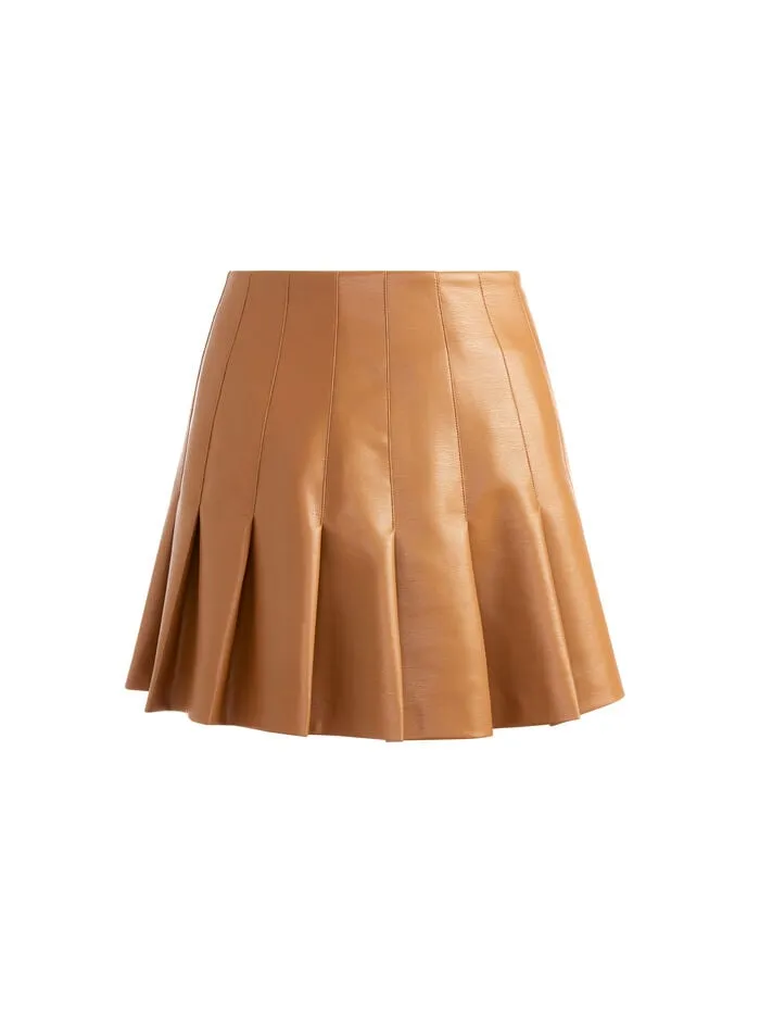 Alice Olivia SKIRTS WOMEN CARTER VEGAN MINI SKIRT Camel