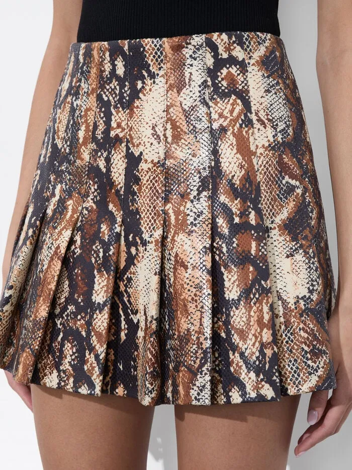 Alice Olivia SKIRTS WOMEN CARTER VEGAN MINI SKIRT Camelandblack Snake
