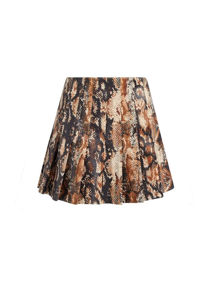 Alice Olivia SKIRTS WOMEN CARTER VEGAN MINI SKIRT Camelandblack Snake