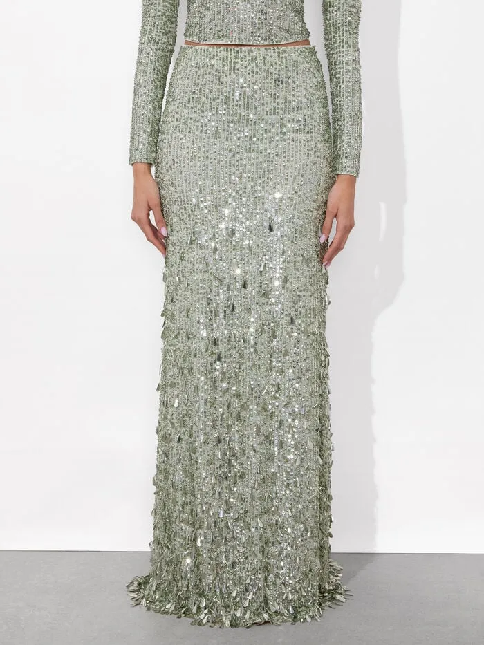 Alice Olivia SKIRTS WOMEN CHARITY SEQUIN GOWN SKIRT Sea Spray