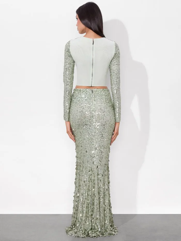 Alice Olivia SKIRTS WOMEN CHARITY SEQUIN GOWN SKIRT Sea Spray