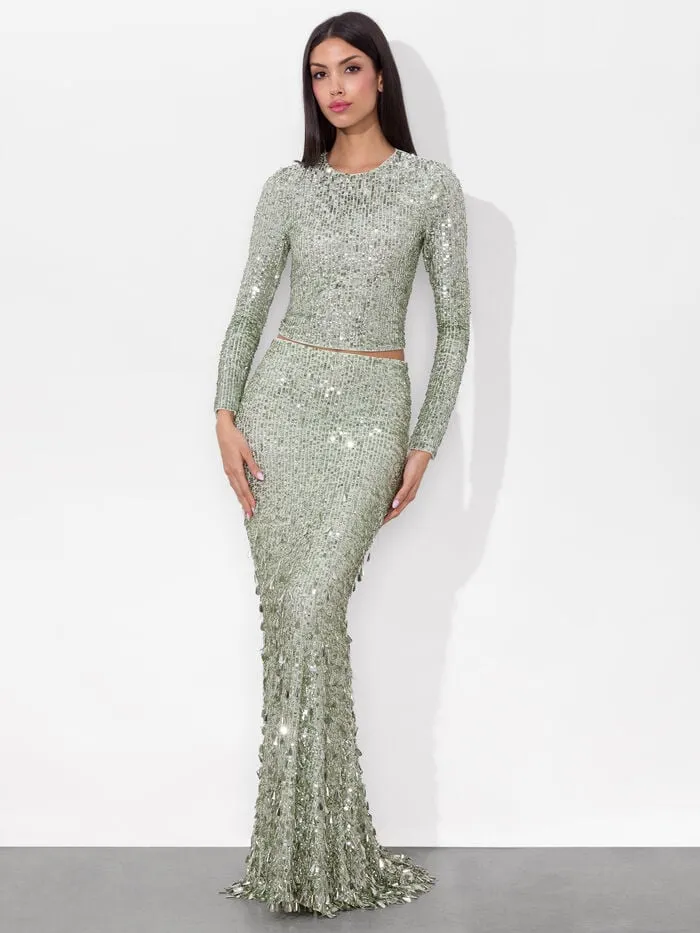 Alice Olivia SKIRTS WOMEN CHARITY SEQUIN GOWN SKIRT Sea Spray