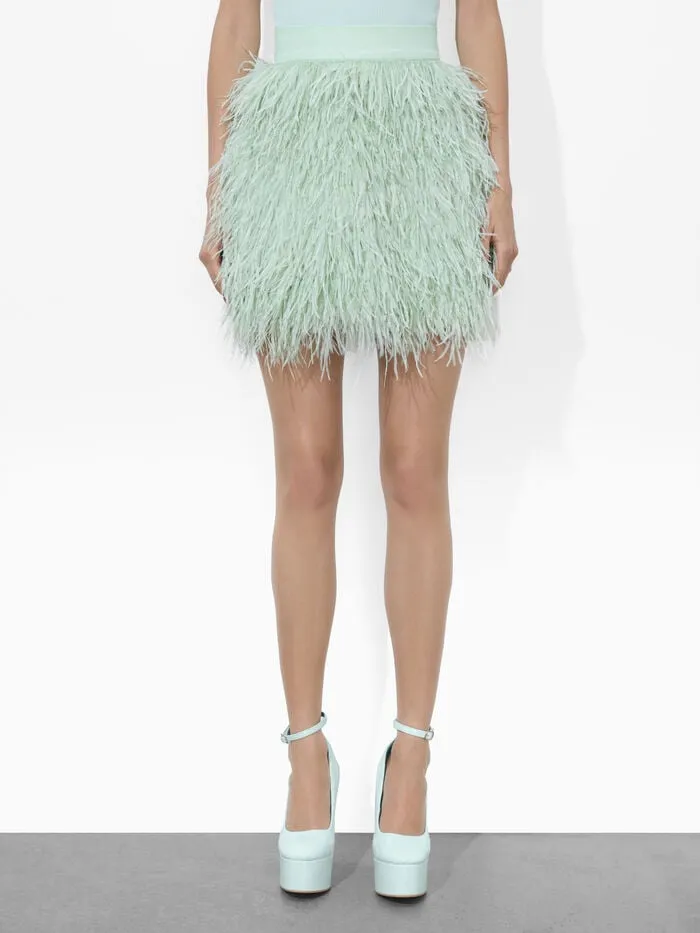 Alice Olivia SKIRTS WOMEN CINA FEATHER SKIRT Sea Spray