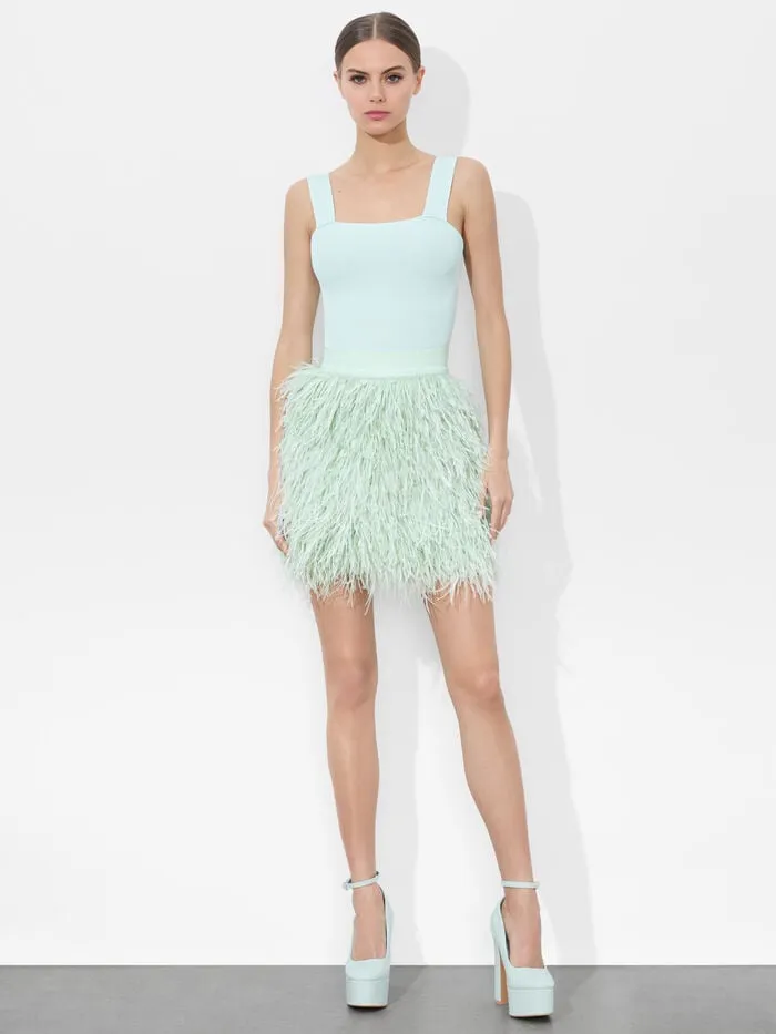 Alice Olivia SKIRTS WOMEN CINA FEATHER SKIRT Sea Spray