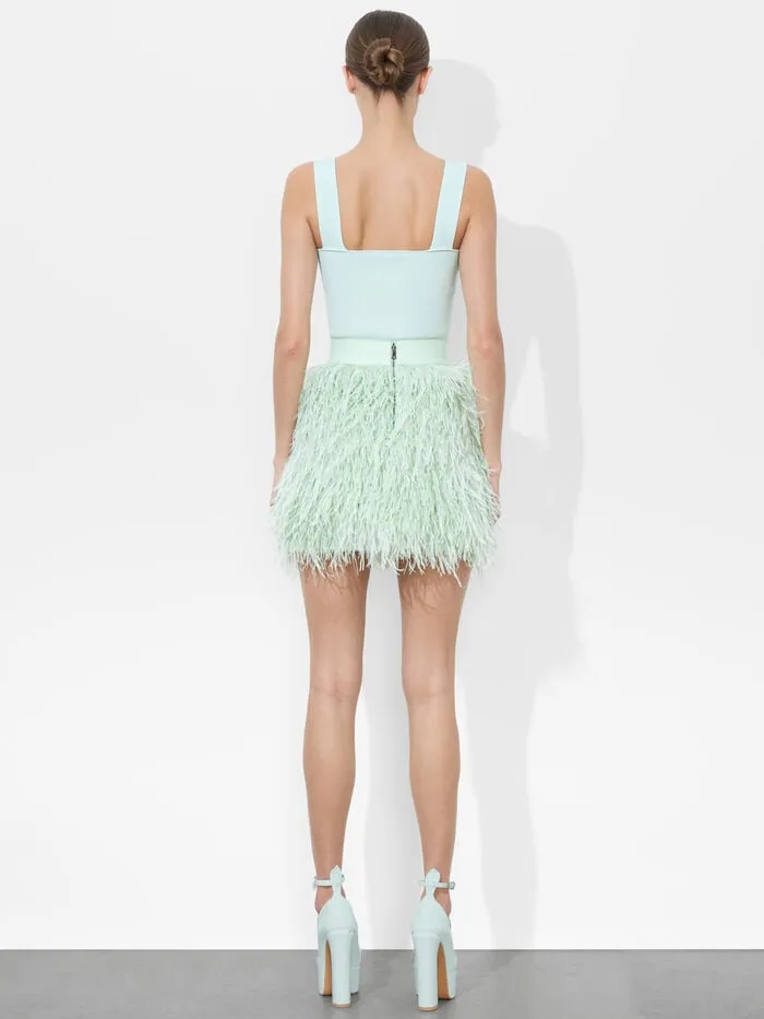 Alice Olivia SKIRTS WOMEN CINA FEATHER SKIRT Sea Spray