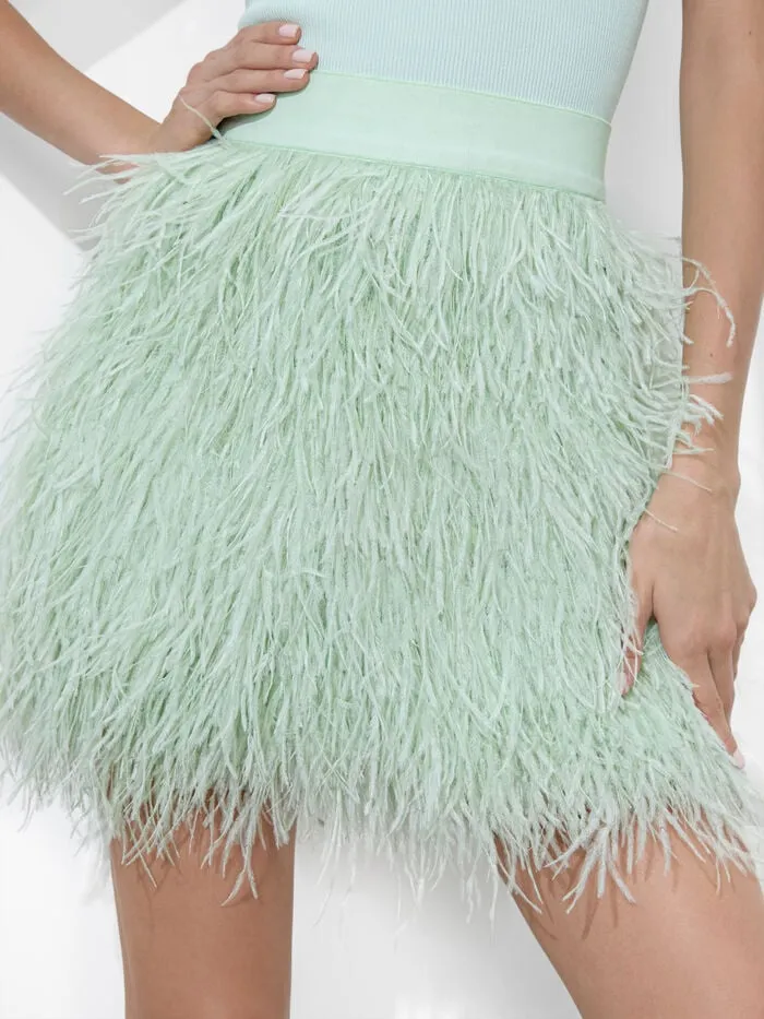Alice Olivia SKIRTS WOMEN CINA FEATHER SKIRT Sea Spray