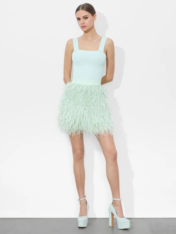 Alice Olivia SKIRTS WOMEN CINA FEATHER SKIRT Sea Spray