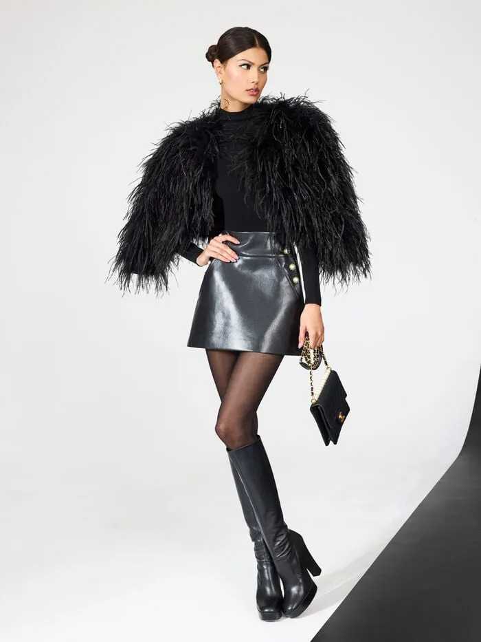 Alice Olivia SKIRTS WOMEN DONALD VEGAN MINI SKIRT Black