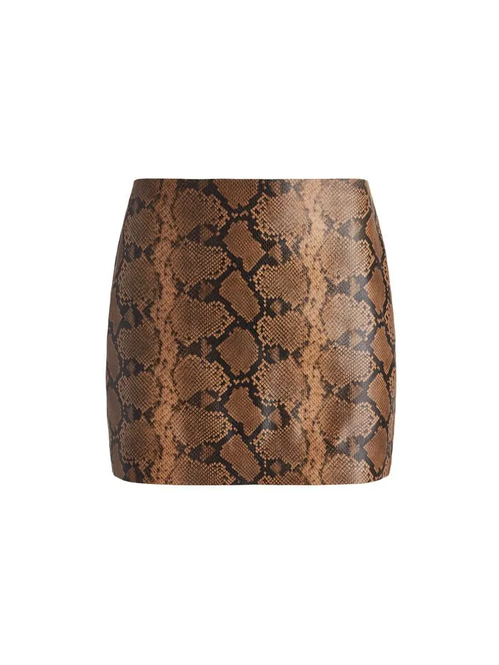 Alice Olivia SKIRTS WOMEN ELANA VEGAN MINI SKIRT Camelandblack Snake