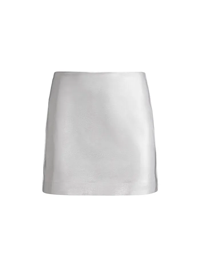 Alice Olivia SKIRTS WOMEN ELANA VEGAN MINI SKIRT Silver