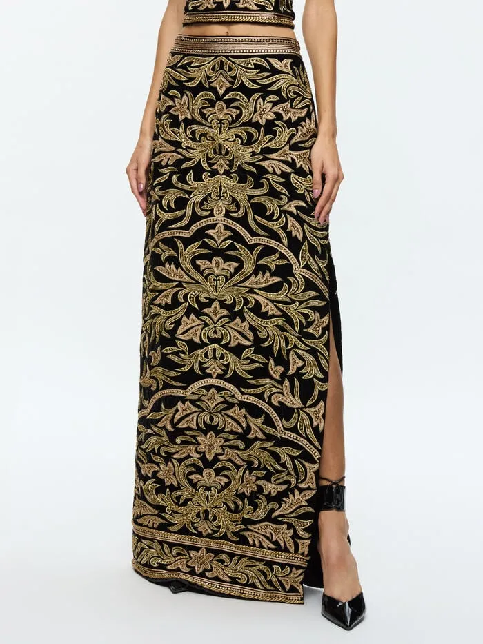 Alice Olivia SKIRTS WOMEN GEORGIE MAXI SKIRT Blackandgold